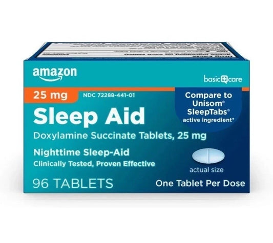 Amazon Basic Care sleep aid 25mg 96 Tablets 1 Bottle