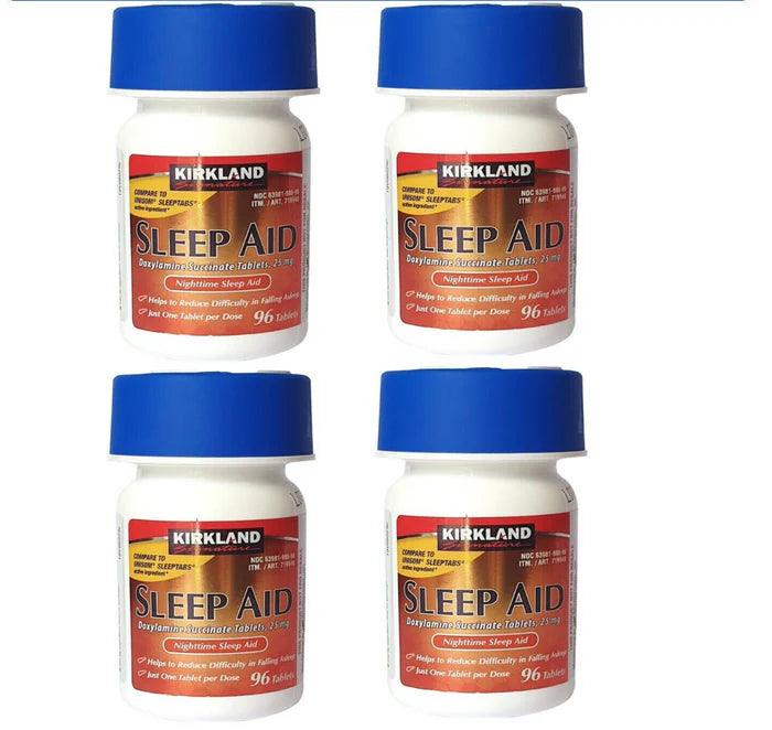 Kirkland Signature Sleep Aid Doxylamine Succinate 25 Mg 4 Bottles X 96 Tablets 384